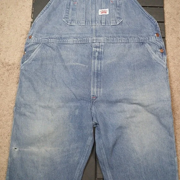 Round House Brand Overalls Men's 48x26 Blue Carpenters Bib Made in USA Vtg JB135 - Picture 3 of 16